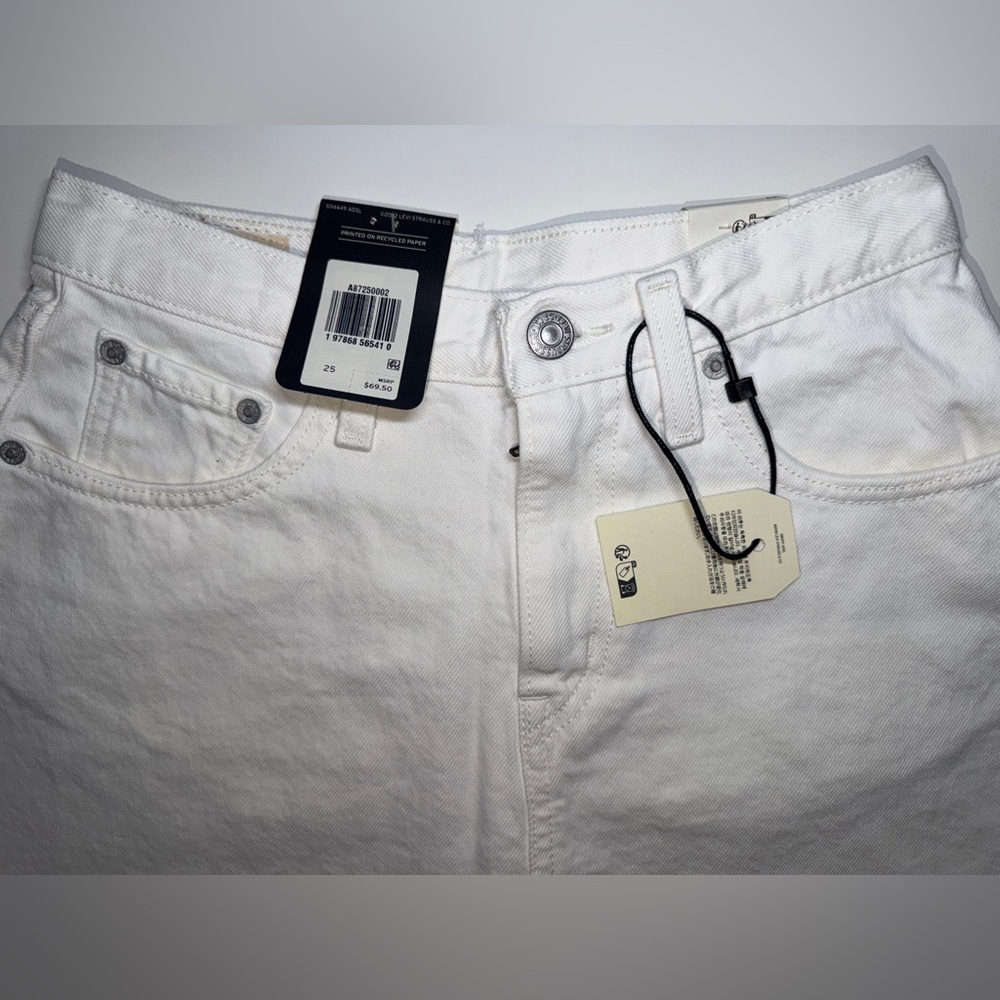 NWT Levi's Premium High-Rise High Waist A-Line Flounce Mini Denim Skirt White 25 - Picture 11 of 15